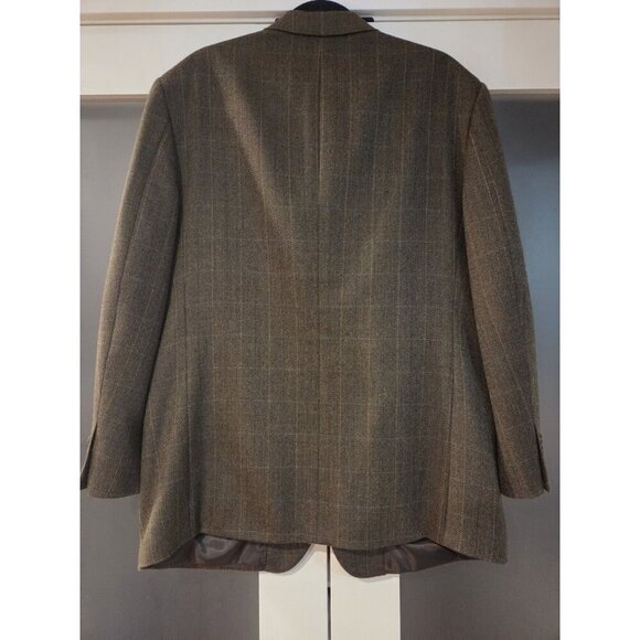 Stafford Lambswool Blazer Sz 43R Green Herringbone Plaid Sport Coat Elevated - Picture 3 of 13